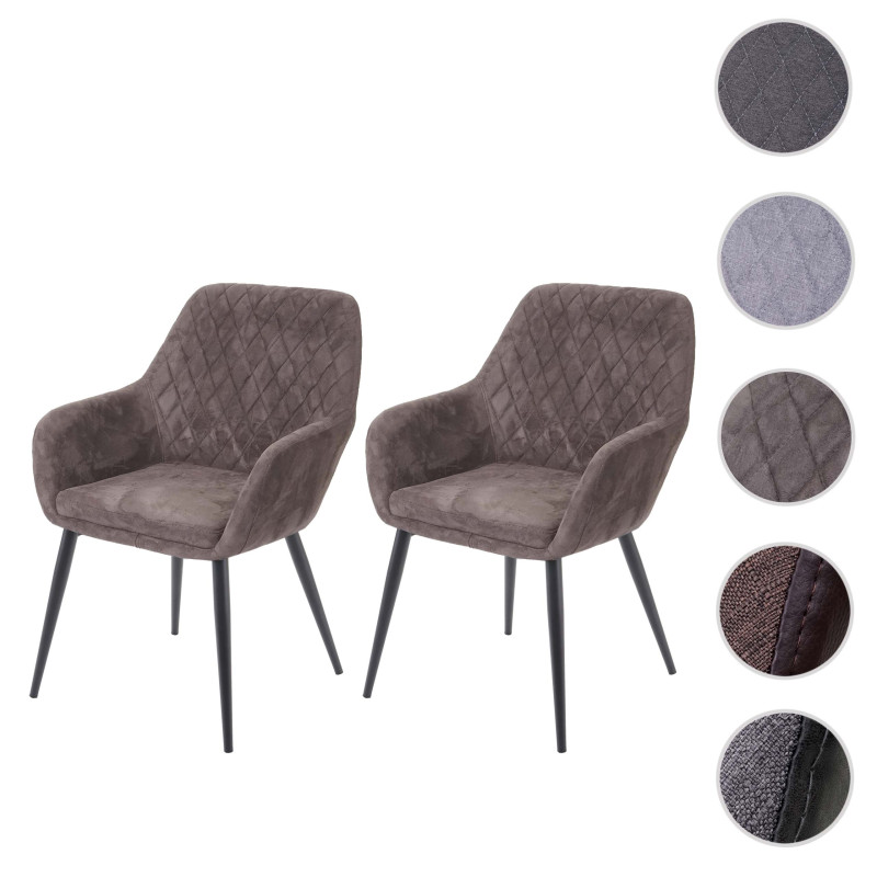2x chaise de salle à manger fauteuil, tissu, design rétro - vintage marron
