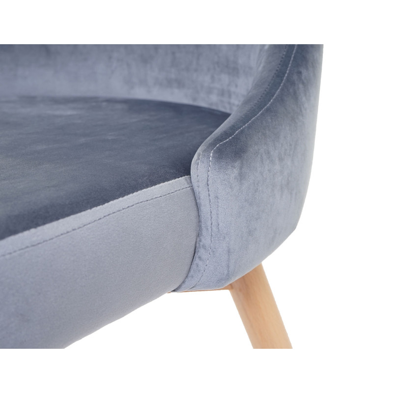 2x chaise de salle à manger fauteuil, style rétro années 50, en velours - gris foncé