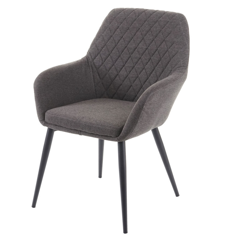 2x chaise de salle à manger fauteuil, tissu, design rétro - gris foncé