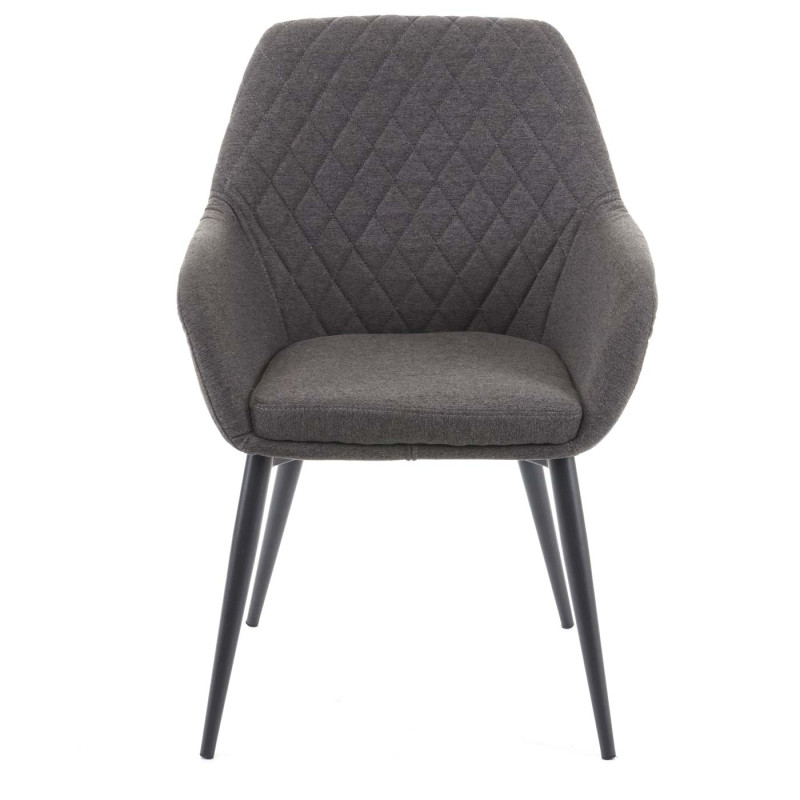 2x chaise de salle à manger fauteuil, tissu, design rétro - gris foncé