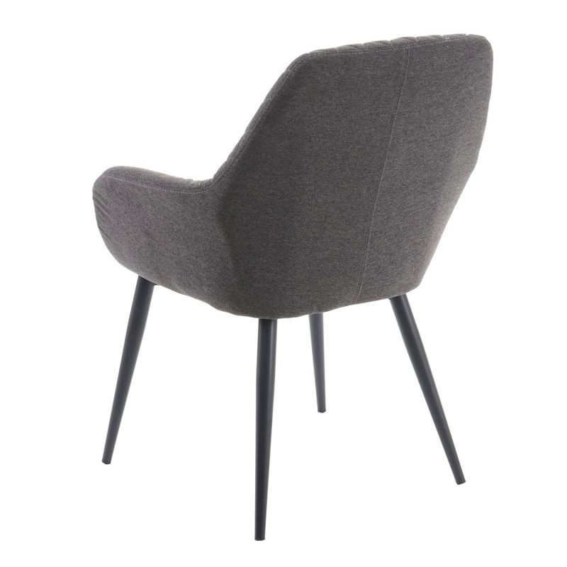 2x chaise de salle à manger fauteuil, tissu, design rétro - gris foncé