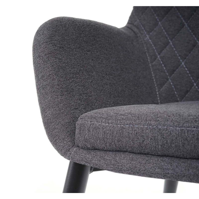 2x chaise de salle à manger fauteuil, tissu, design rétro - gris foncé