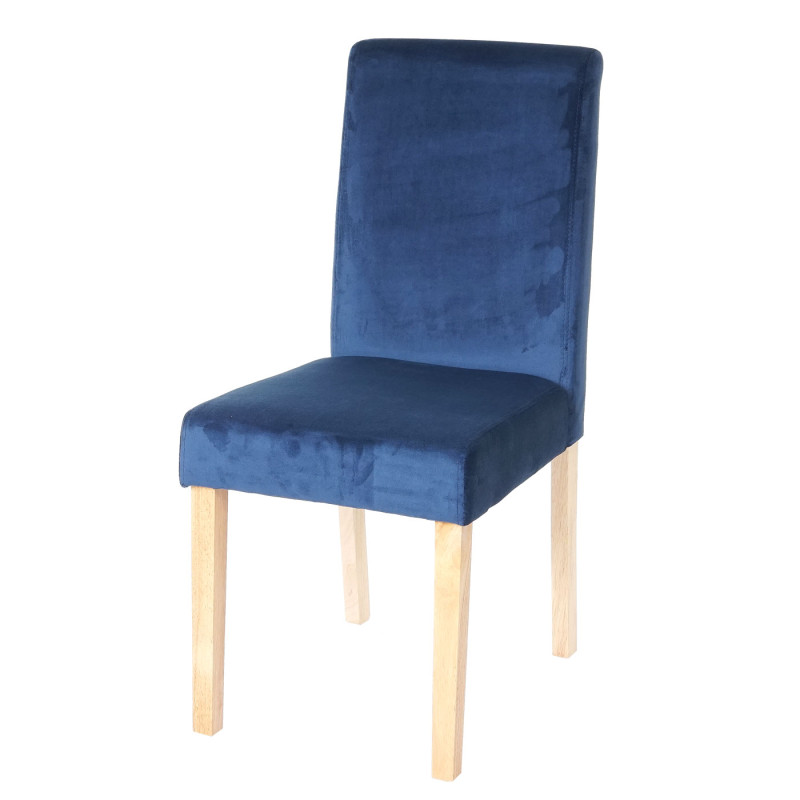 2x chaise de séjour Littau, fauteuil, velours - bleu, pieds clairs