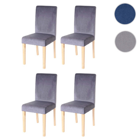 Lot de 4 chaises de salle à manger Littau, velours - pétrole, pieds clairs