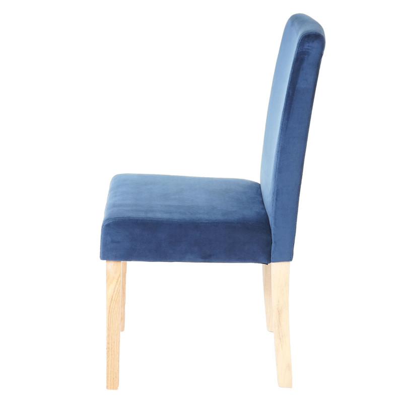 2x chaise de séjour Littau, fauteuil, velours - bleu, pieds clairs