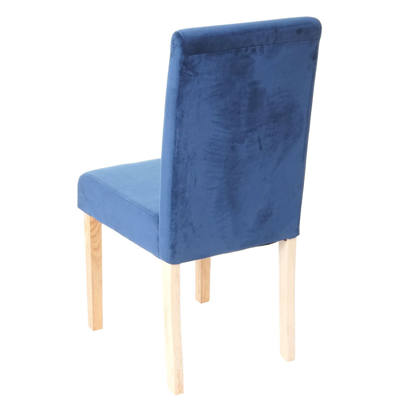 2x chaise de séjour Littau, fauteuil, velours - bleu, pieds clairs