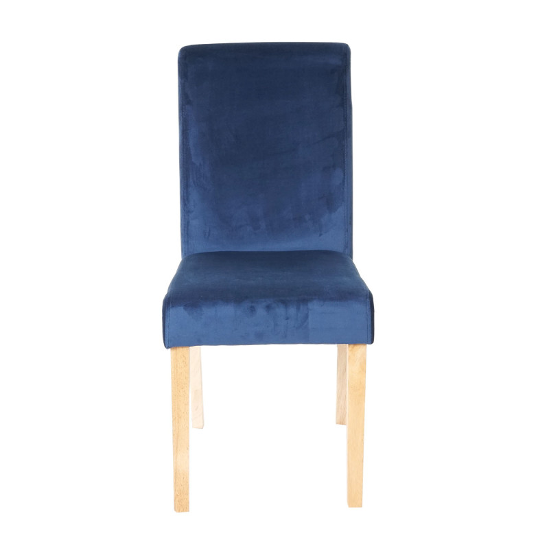 2x chaise de séjour Littau, fauteuil, velours - bleu, pieds clairs