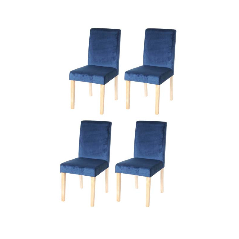 Lot de 4 chaises de salle à manger Littau, velours - pétrole, pieds clairs