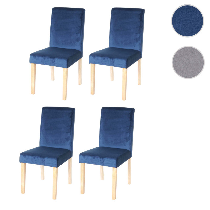 Lot de 4 chaises de salle à manger Littau, velours - pétrole, pieds clairs