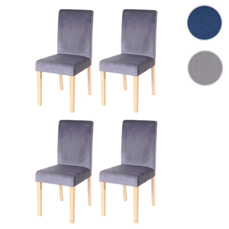 Lot de 4 chaises de salle à manger Littau, velours - gris, pieds clairs