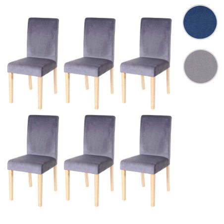 Lot de 6 chaises de salle à manger Littau, velours - pétrole, pieds clairs