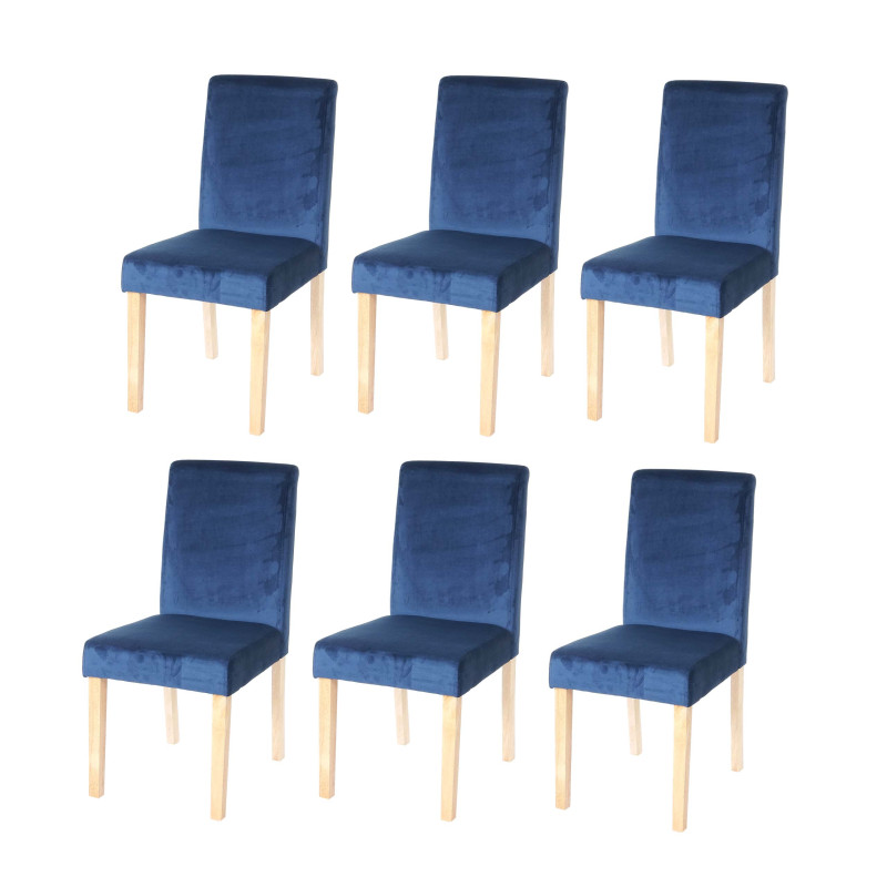 Lot de 6 chaises de salle à manger Littau, velours - pétrole, pieds clairs