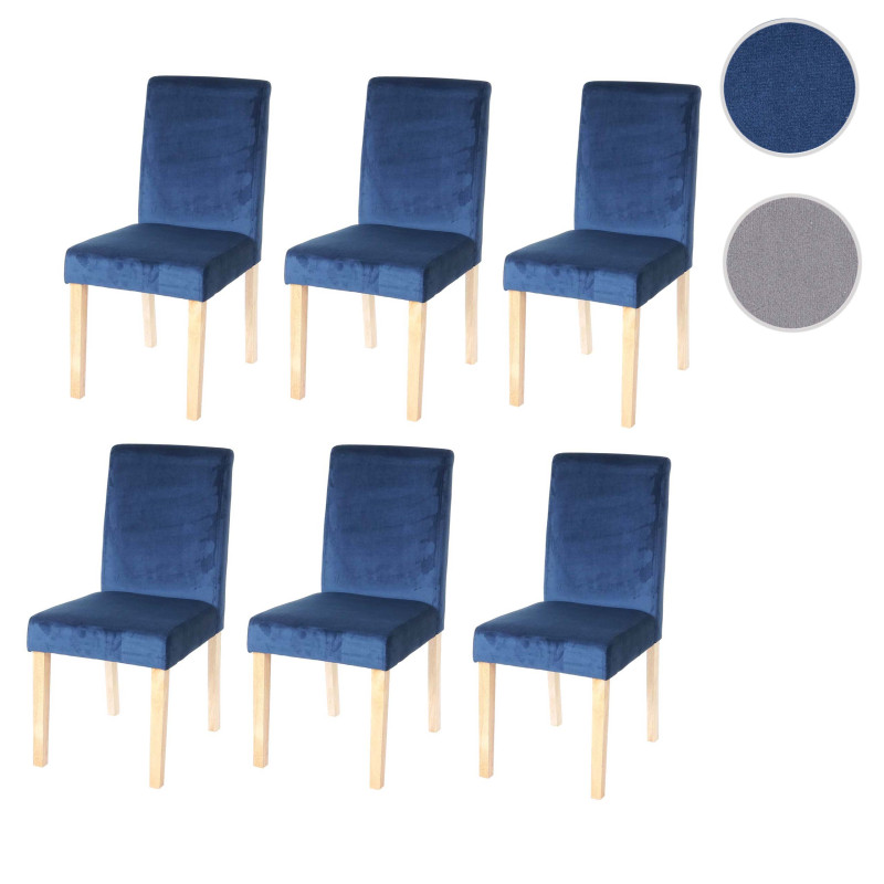 Lot de 6 chaises de salle à manger Littau, velours - pétrole, pieds clairs