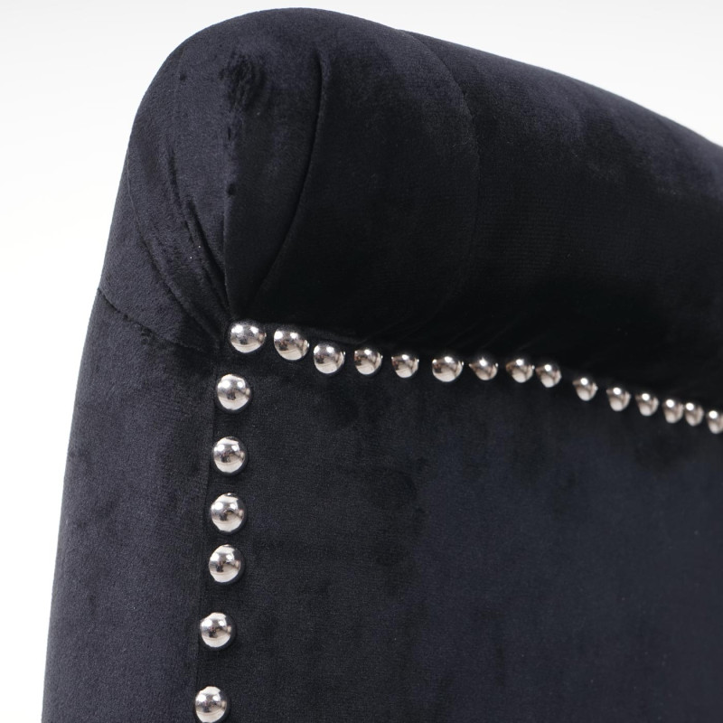 2x chaise de salle à manger fauteuil avec rivets, velours - noir