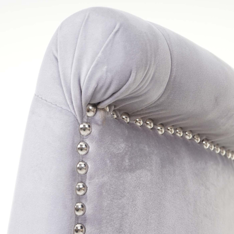 2x chaise de salle à manger fauteuil avec rivets, velours - gris clair