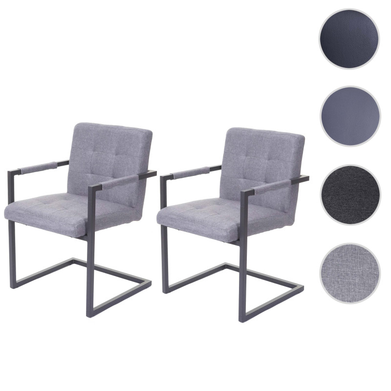 2x chaise de salle à manger fauteuil oscillant style vintage - tissu gris clair