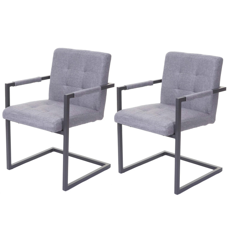 2x chaise de salle à manger fauteuil oscillant style vintage - tissu gris clair