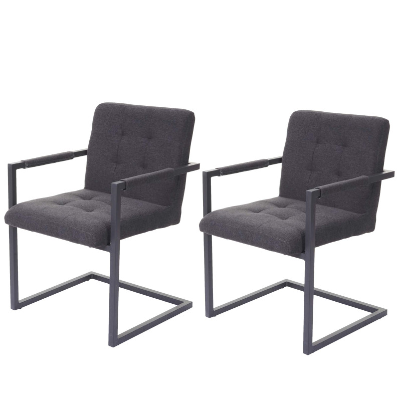 2x chaise de salle à manger fauteuil oscillant style vintage - tissu gris foncé