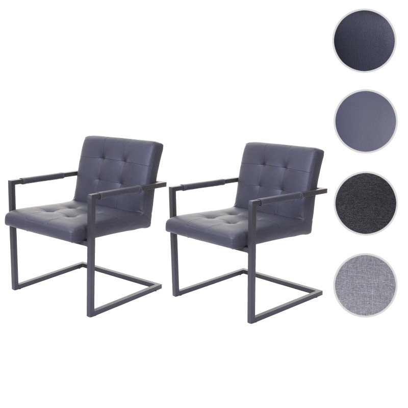 2x chaise de salle à manger fauteuil oscillant style vintage - similicuir gris