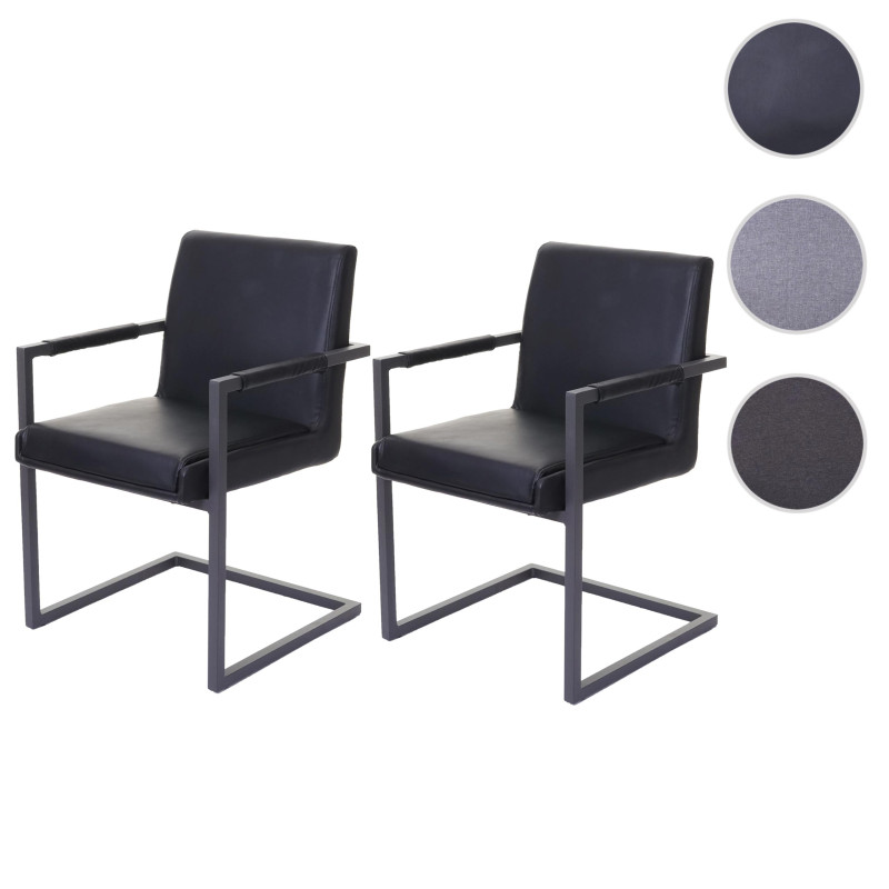 2x chaise de salle à manger fauteuil oscillant - tissu gris clair