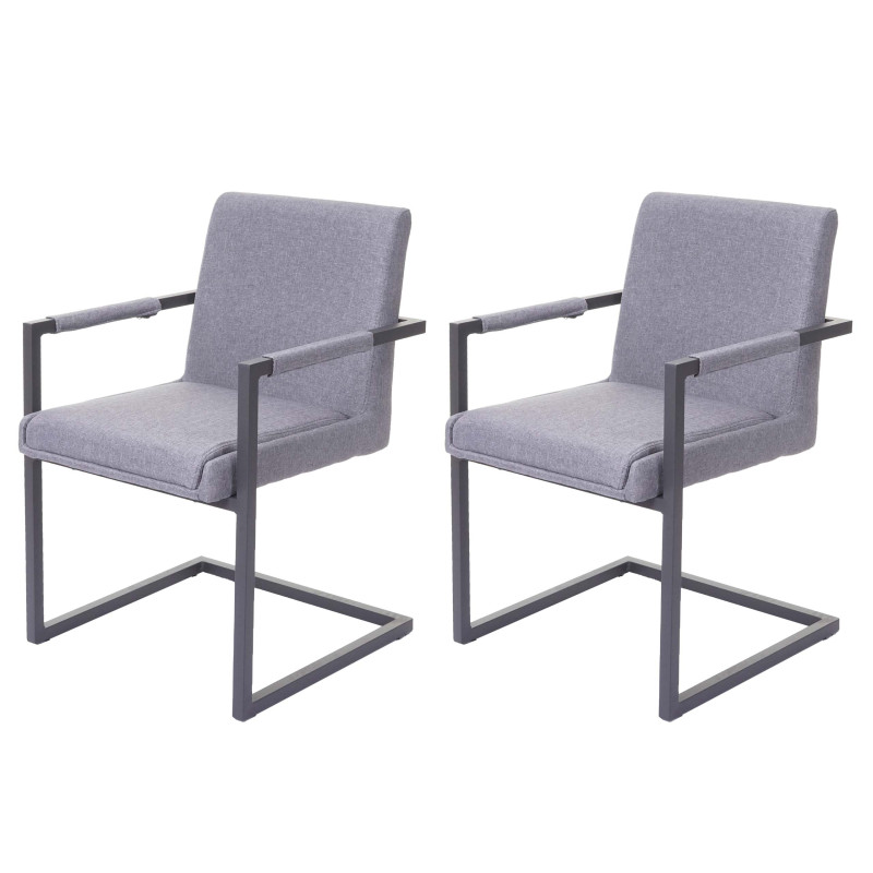 2x chaise de salle à manger fauteuil oscillant - tissu gris clair