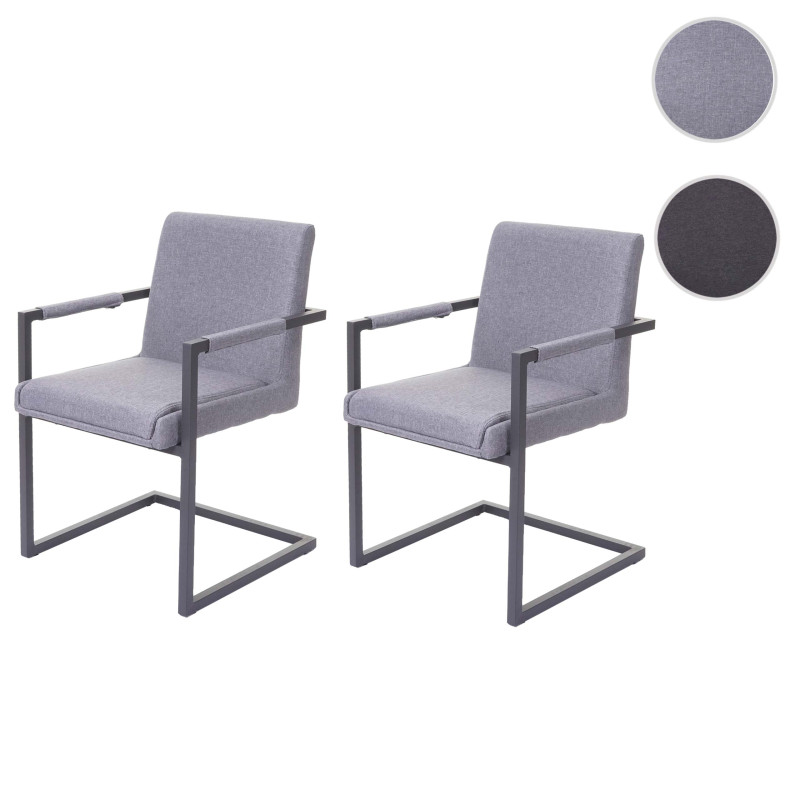 2x chaise de salle à manger fauteuil oscillant - tissu gris clair