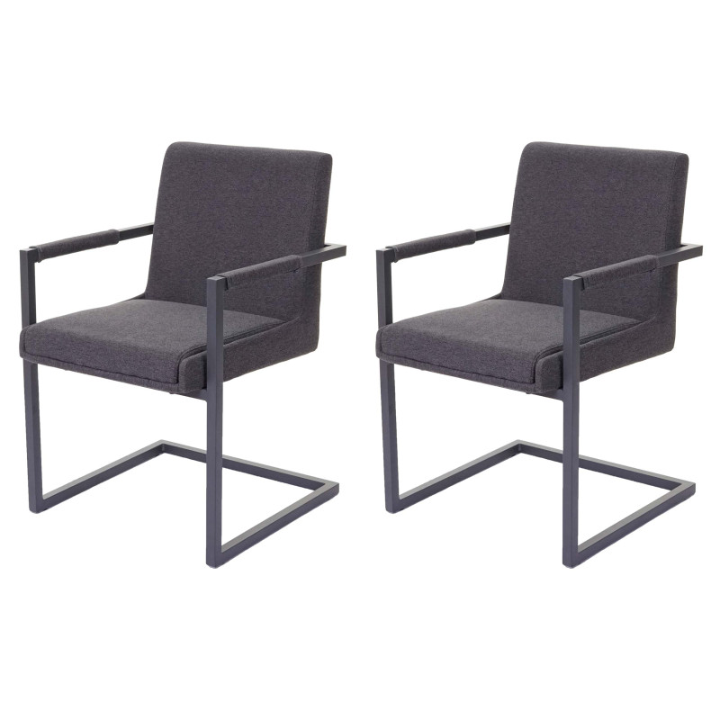 2x chaise de salle à manger fauteuil oscillant - tissu gris foncé