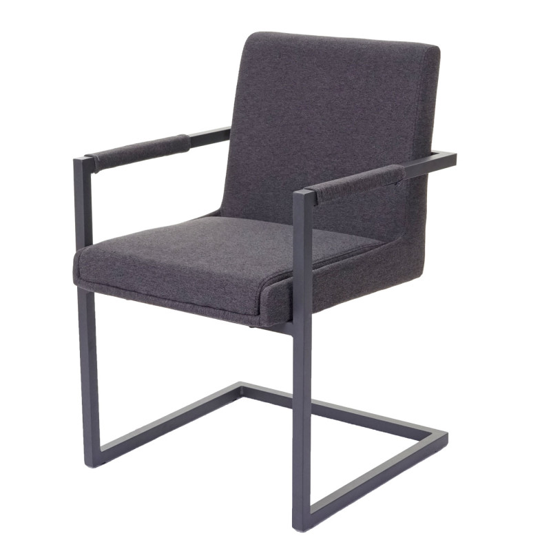 2x chaise de salle à manger fauteuil oscillant - tissu gris foncé