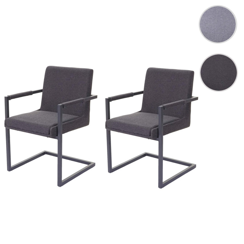 2x chaise de salle à manger fauteuil oscillant - tissu gris foncé