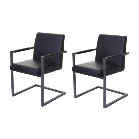 2x chaise de salle à manger fauteuil oscillant - similicuir noir