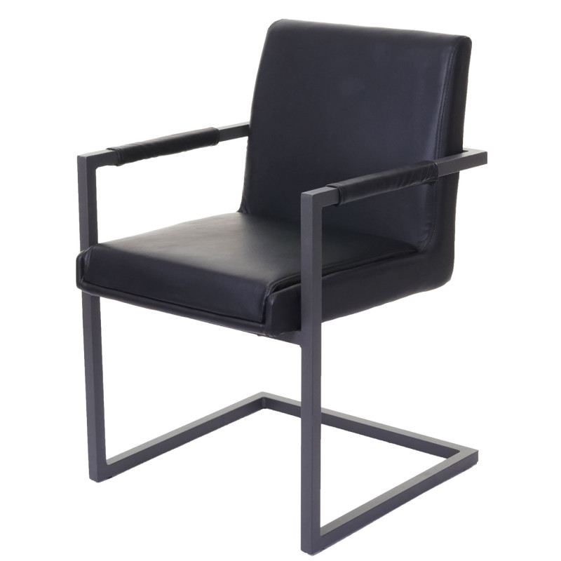 2x chaise de salle à manger fauteuil oscillant - similicuir noir