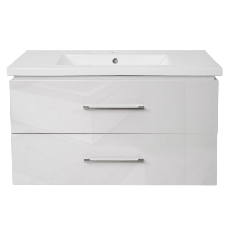 Lavabo Premium + meuble sous-lavabo lavabo, brillant 90cm - blanc