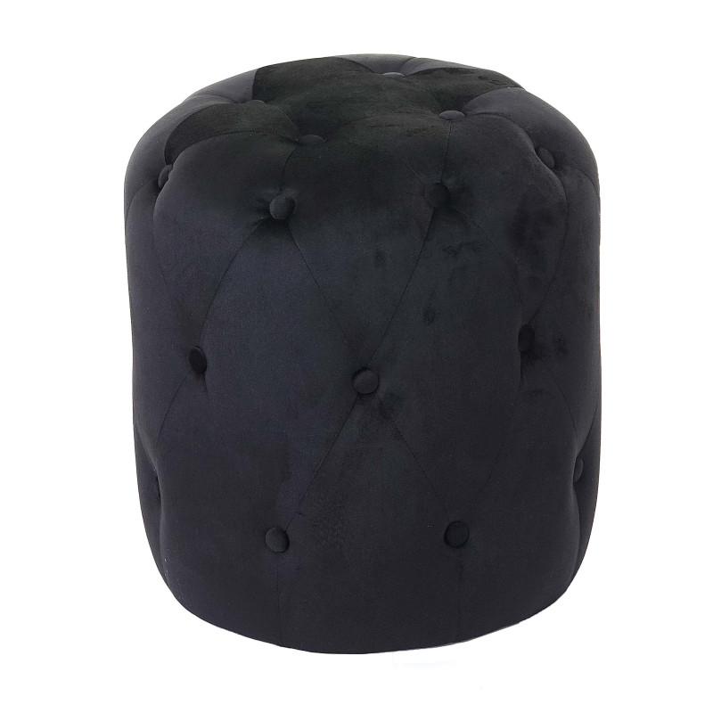 Tabouret ottoman avec rivets, 42x39cm - velours, noir