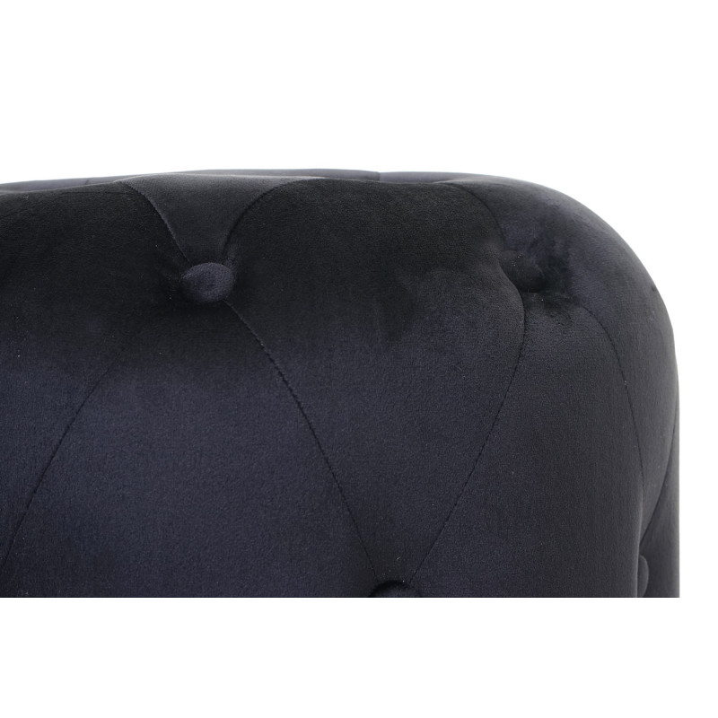 Tabouret ottoman avec rivets, 42x39cm - velours, noir