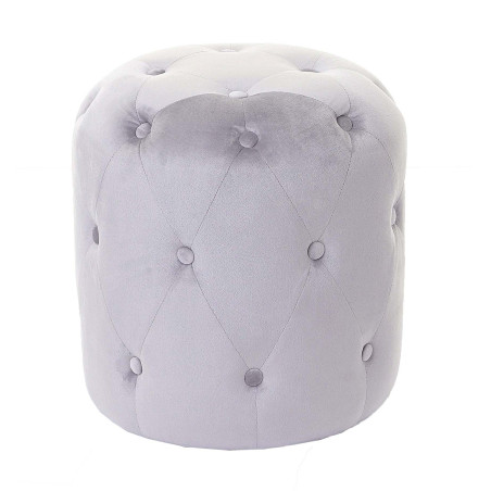 Tabouret ottoman avec rivets, 42x39cm - velours, gris clair