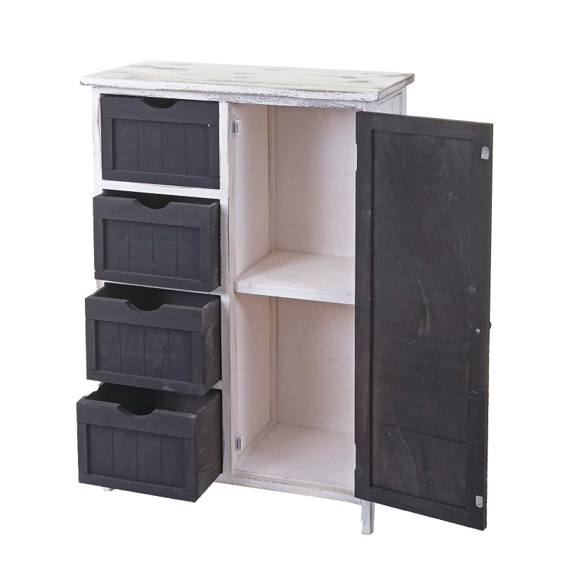 Commode armoire à tiroirs, armoire, style shabby, vintage 82x55x30cm - blanc/gris foncé