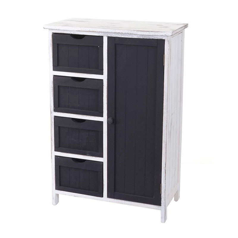 Commode armoire à tiroirs, armoire, style shabby, vintage 82x55x30cm - blanc/gris foncé