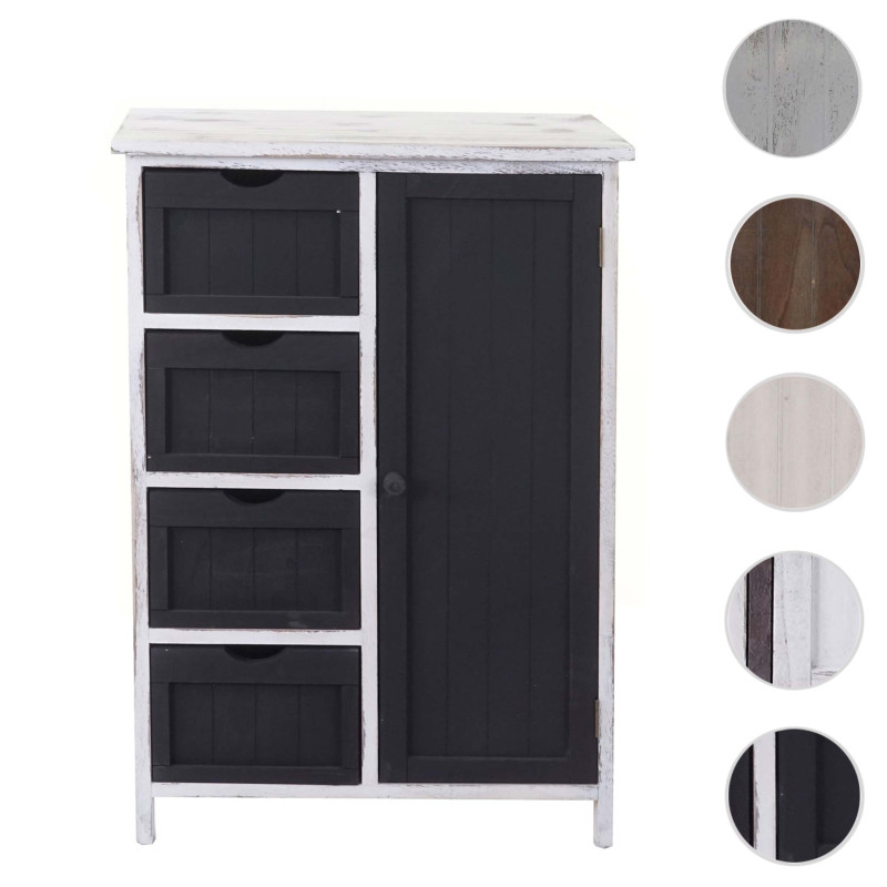 Commode armoire à tiroirs, armoire, style shabby, vintage 82x55x30cm - blanc/gris foncé