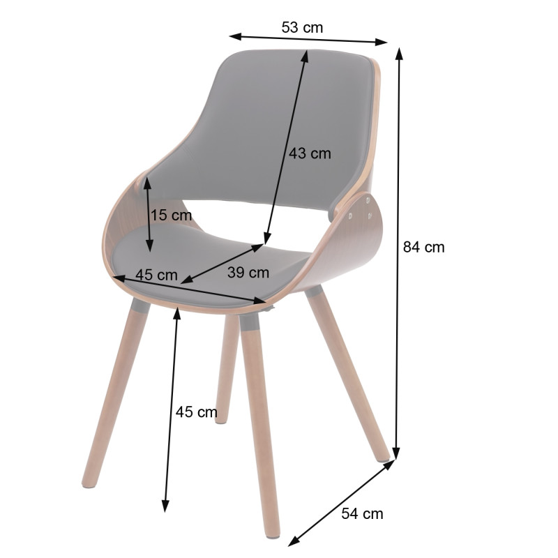 Chaise de Salle à manger chaise avec dossier, design rétro - similicuir noir