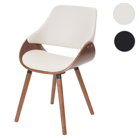 Chaise de salle à manger fauteuil, design rétro - similicuir, crème