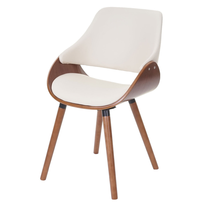 Chaise de salle à manger fauteuil, design rétro - similicuir, crème