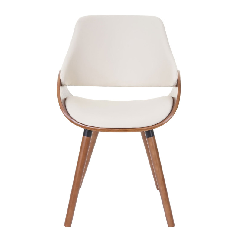 Chaise de salle à manger fauteuil, design rétro - similicuir, crème