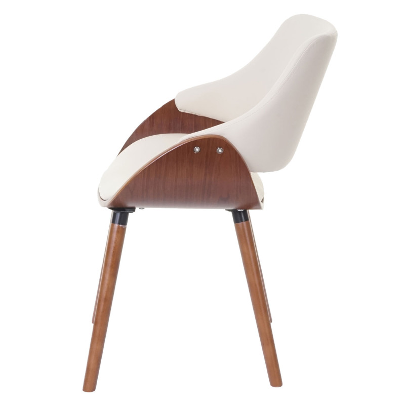 Chaise de salle à manger fauteuil, design rétro - similicuir, crème