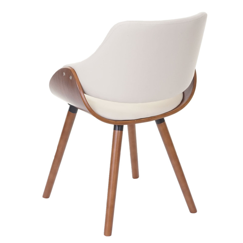 Chaise de salle à manger fauteuil, design rétro - similicuir, crème