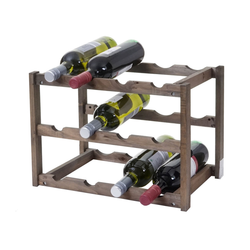 Étagère à vin porte-bouteilles, sapin, 3 fonds - 1 pièce