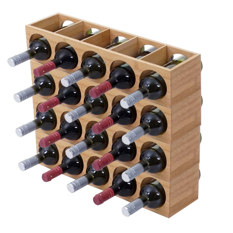 Étagère à vin porte-bouteilles, bambou, 53x14x13cm - 4 pièces