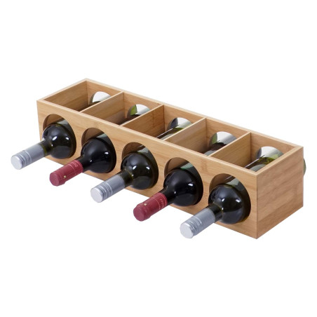 Étagère à vin porte-bouteilles, bambou, 53x14x13cm - 1 pièce