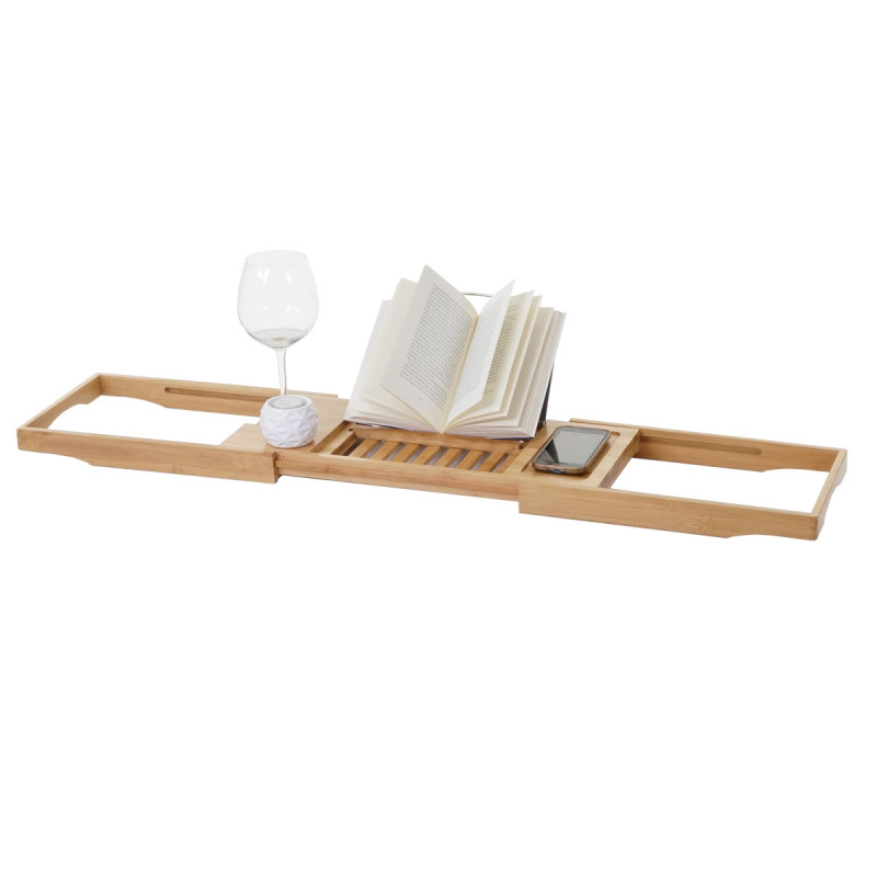 Planche pour baignoire rack de dépose, support baignoire, bambou, extractible 19x105x22cm