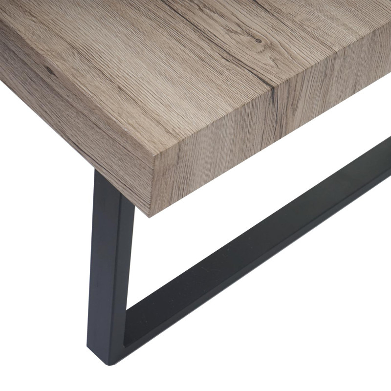 Table basse de salon Kos-C88, table d'appoint, 42x60x60cm, MVG certifié - chêne, pieds métalliques foncés