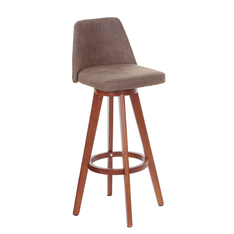 Tabouret de bar chaise de bar / comptoir, bois tissu, rotatif - vintage marron, pieds foncés